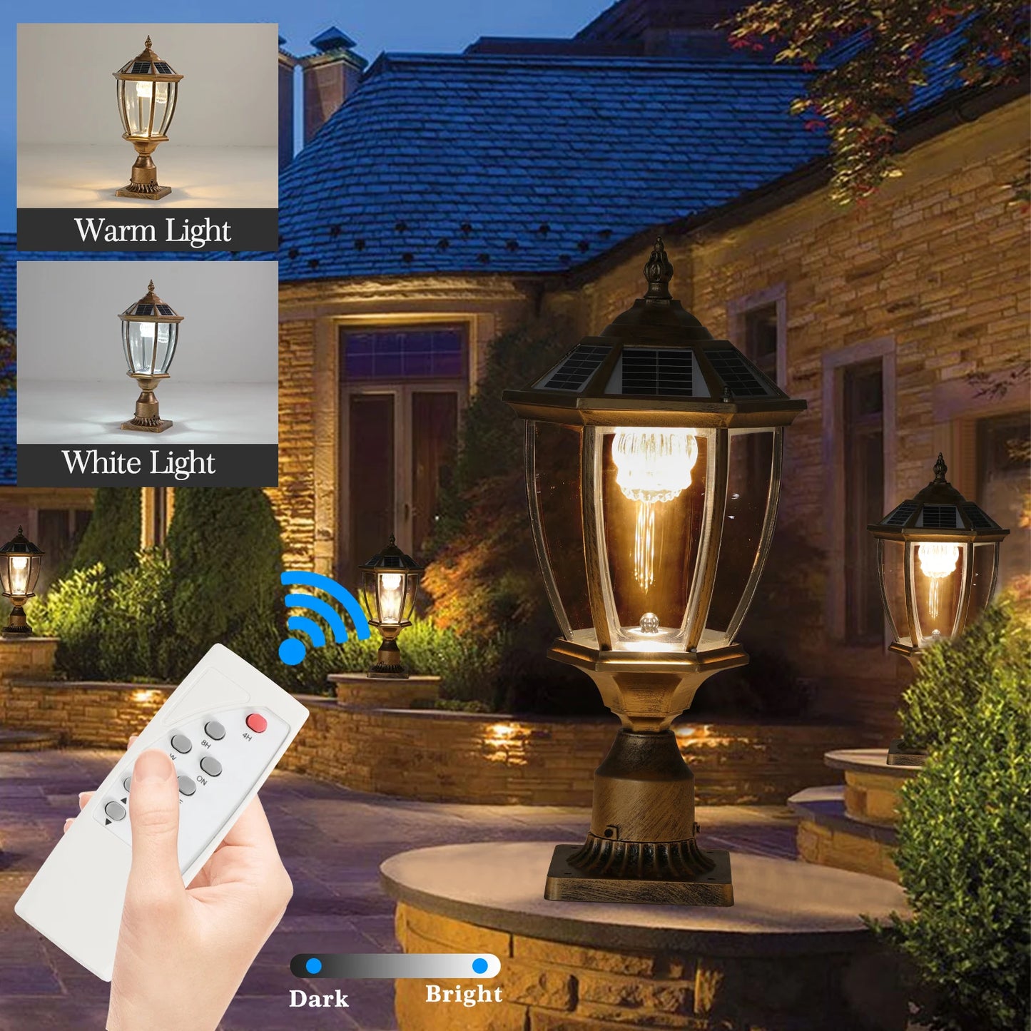 ARLGSITE Vintage Solar LED Post Light 2 Pack Outdoor Lamp