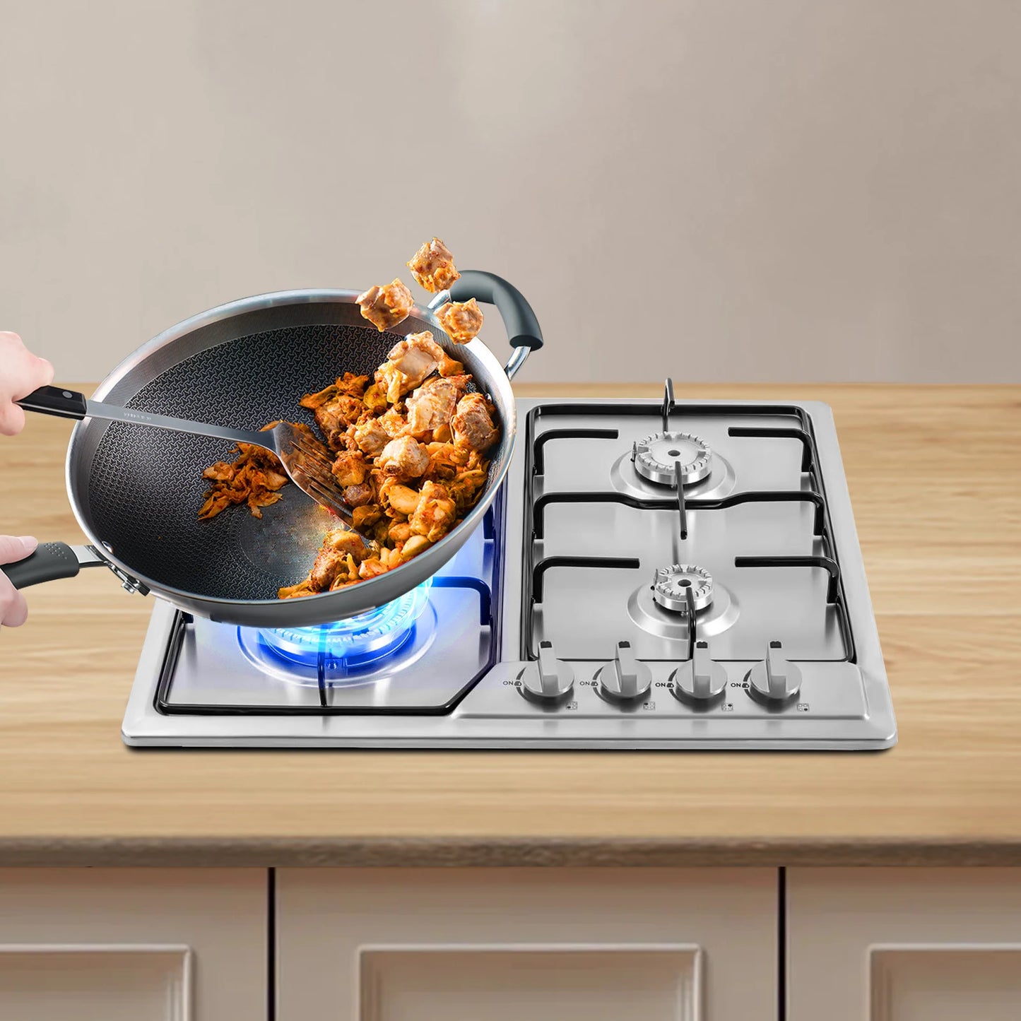 4 Burner Built In Gas Stove Stainless Steel Flame Failure Pulse Ignition