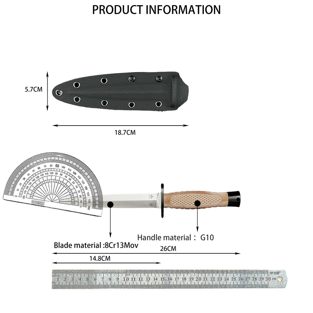 DIY Supplies Outdoor Fixed Blade Knife With G10 Handle 8Cr13Mov