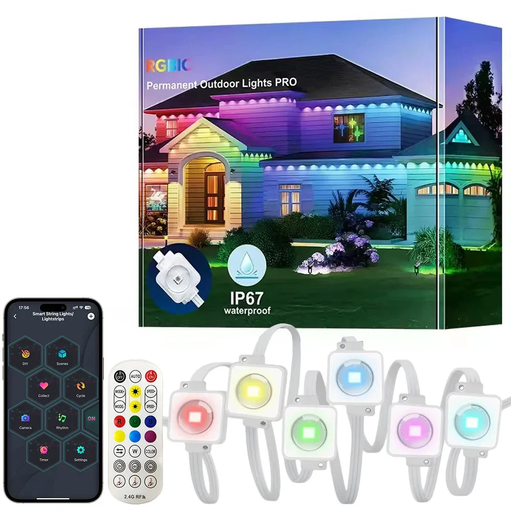 MIMIRGB Outdoor Eaves Waterproof RGB LED String Lights For Holidays
