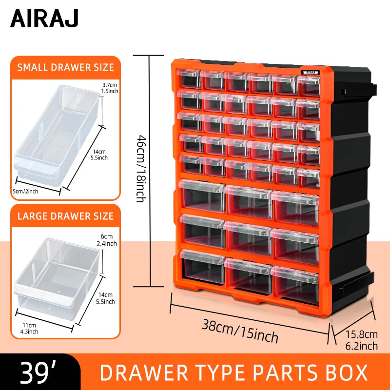 AIRAJ Multi-Grid Drawer Parts Box Wall Mounted Storage Case