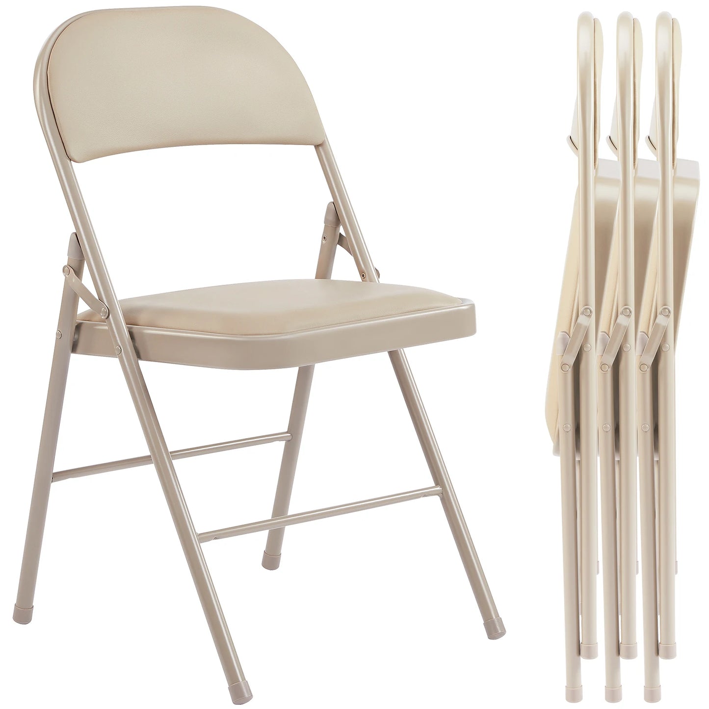 JHK Leather Padded Folding Chairs Set For Home And Office