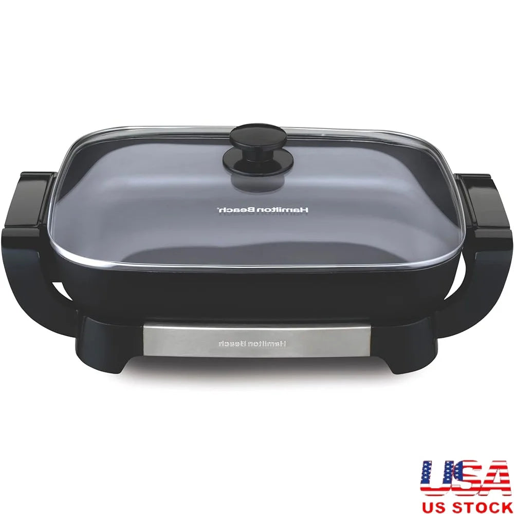 XMSJ Electric Skillet With Durathon Ceramic Nonstick Surface