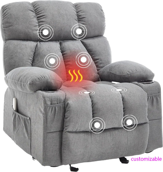 XMSJ Massage Rocker Recliner Chair With Heat And Vibration USB Port