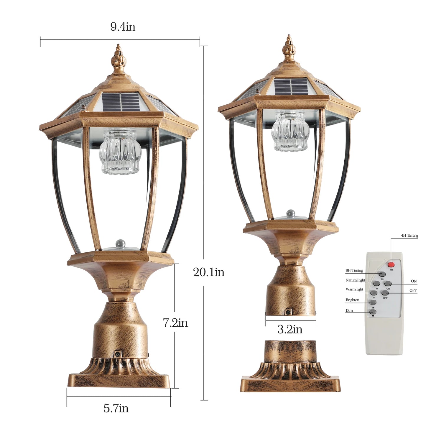 ARLGSITE Vintage Solar LED Post Light 2 Pack Outdoor Lamp