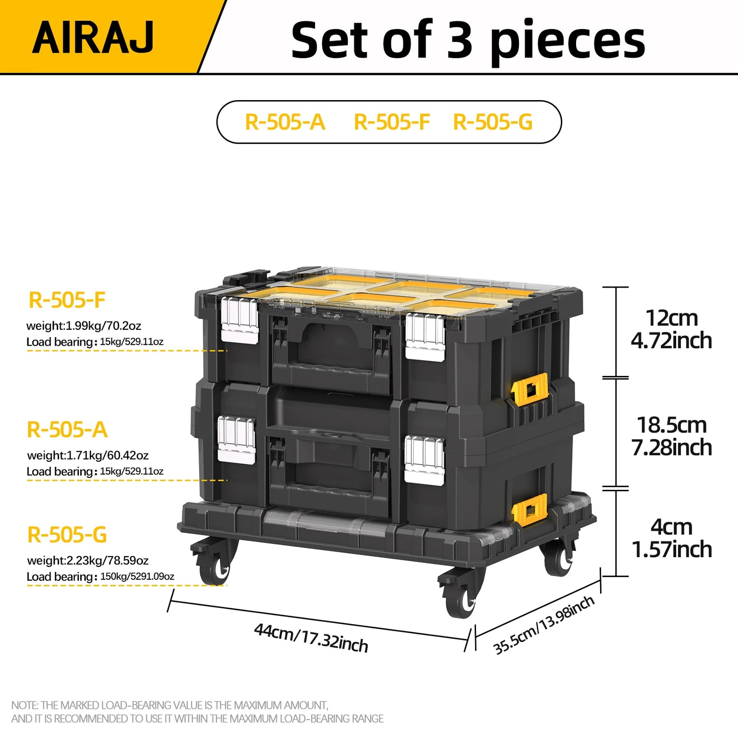 AIRAJ Stackable Tool Organizer Box With Drawer Storage