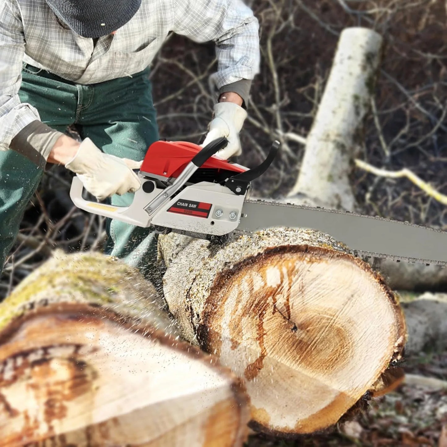 Gas Chainsaw 52cc 2 Stroke Portable Woodcutting Tool