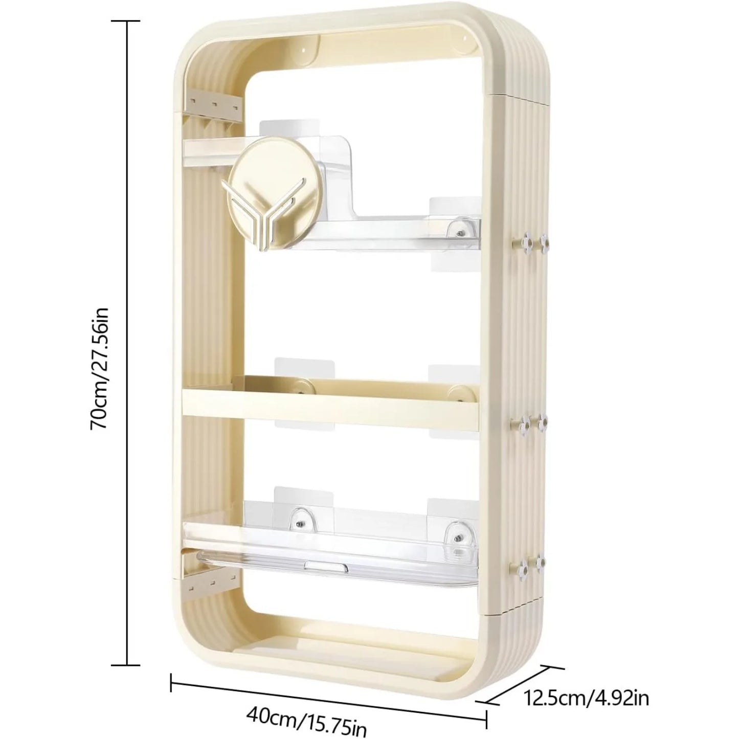Hign-concerned Wall Mount Makeup Organizer Four Tier Adhesive Shelf No Drilling