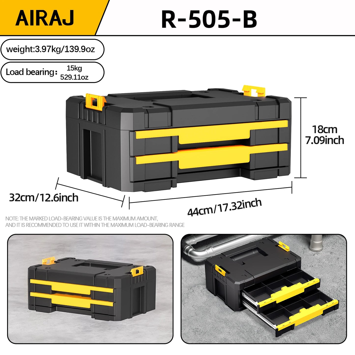 AIRAJ Stackable Tool Organizer Box With Drawer Storage