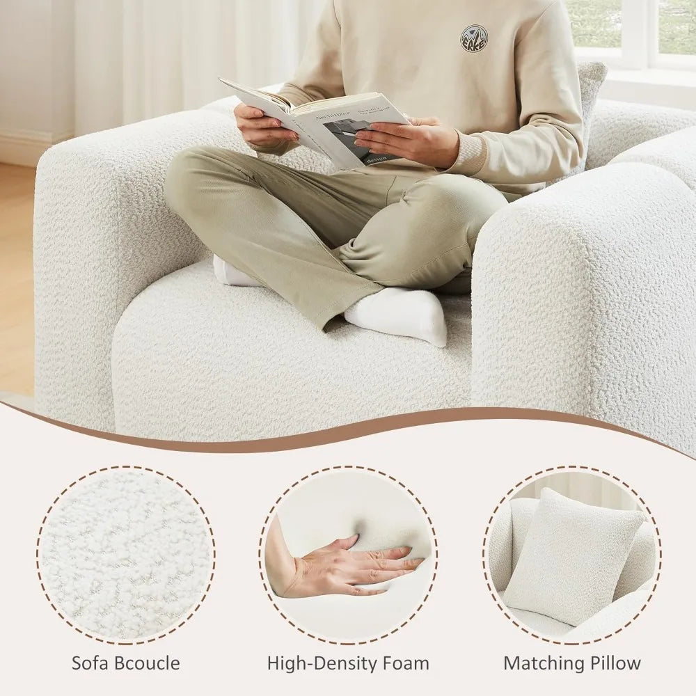 Modern Boucle Accent Chair With Plush Upholstered Pillow