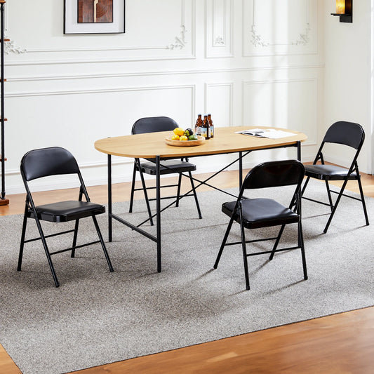 JHK Leather Padded Folding Chairs Set For Home And Office