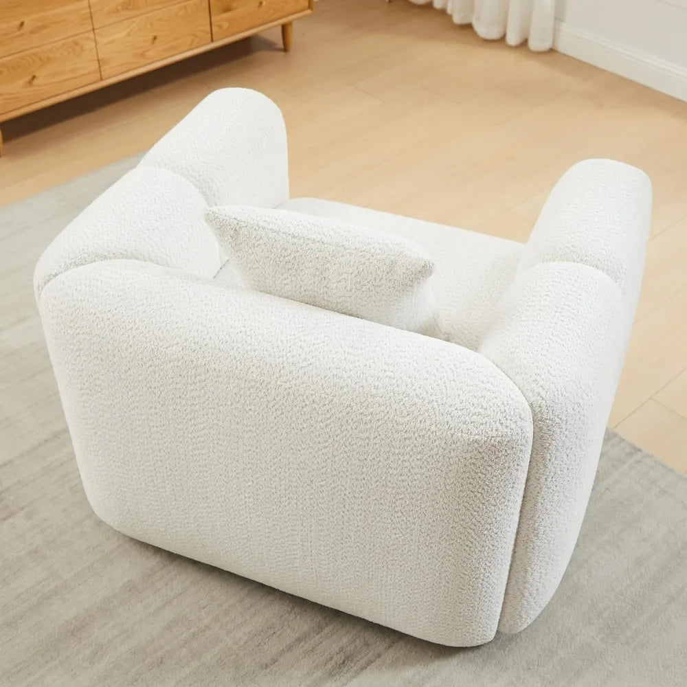 Modern Boucle Accent Chair With Plush Upholstered Pillow