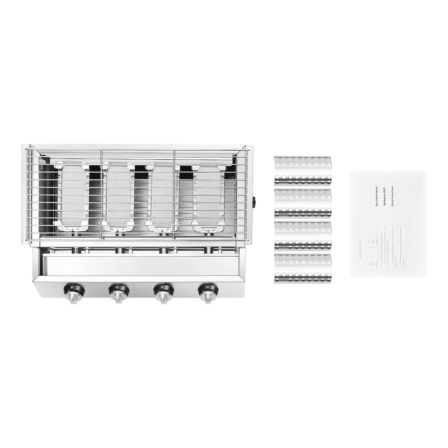 Grid 4 Burner Stainless Steel Portable Tabletop Gas Grill Smokeless