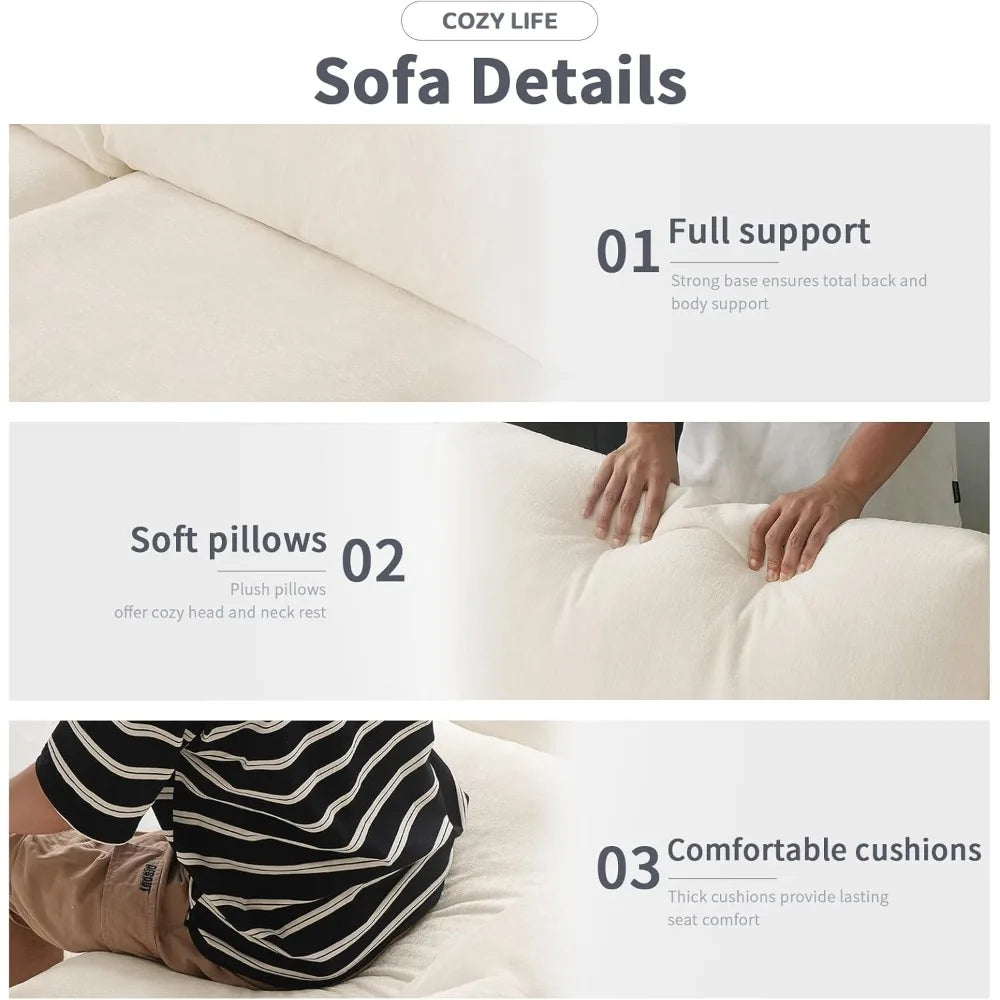 Cloud Sectional Sofa For Living Room Convertible 3 Seater