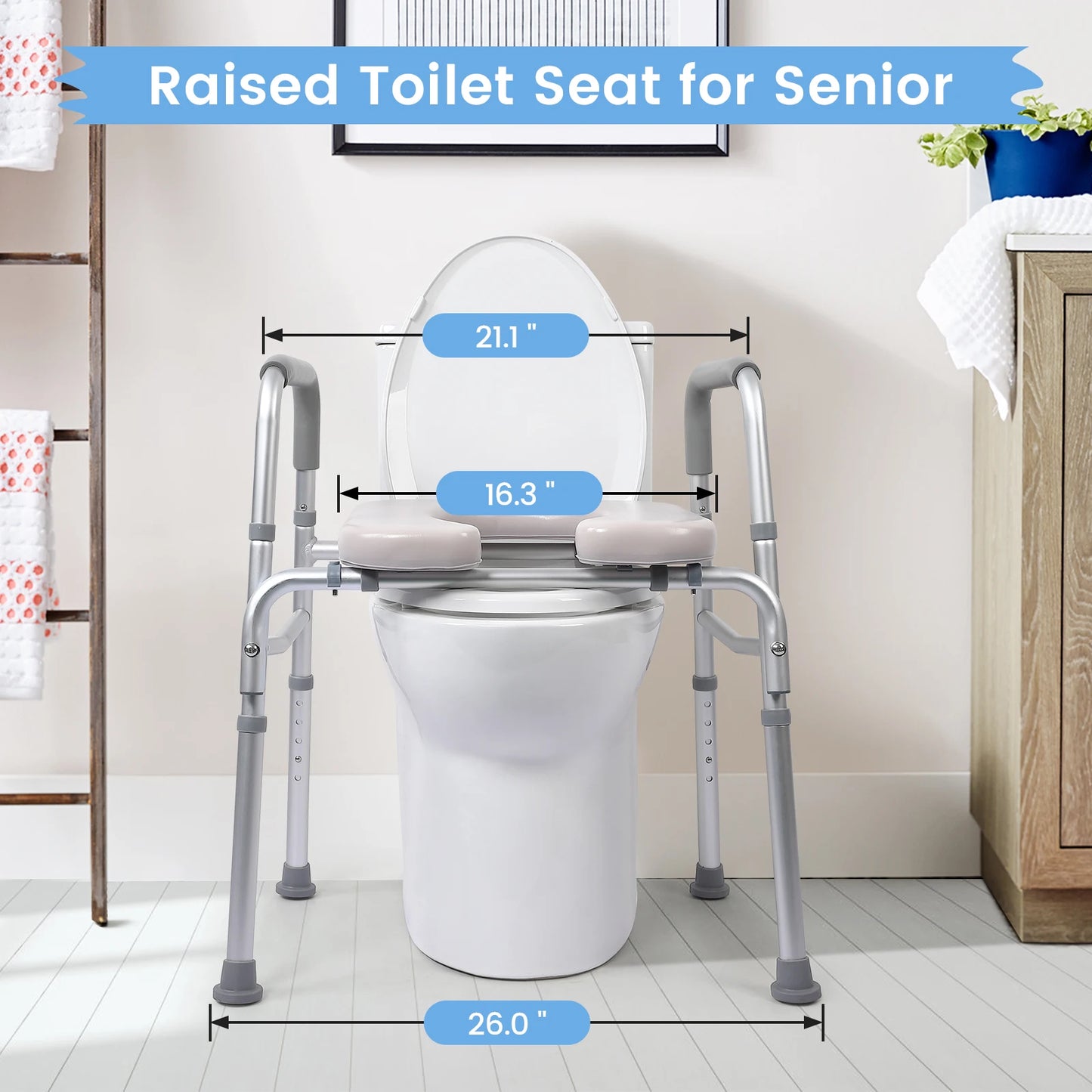 TWISTER.CK Raised Toilet Seat With Adjustable Height And Padded Support