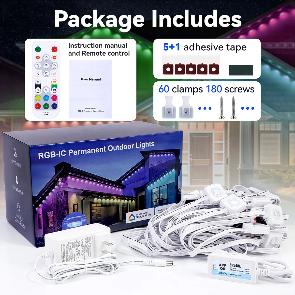 Aiopp Permanent Outdoor RGB Lights IP68 LED Eaves Festive