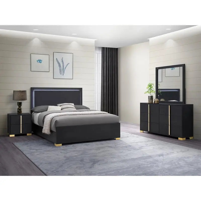 4-Piece LED Bedroom Set With Modern Design And Stylish Lighting