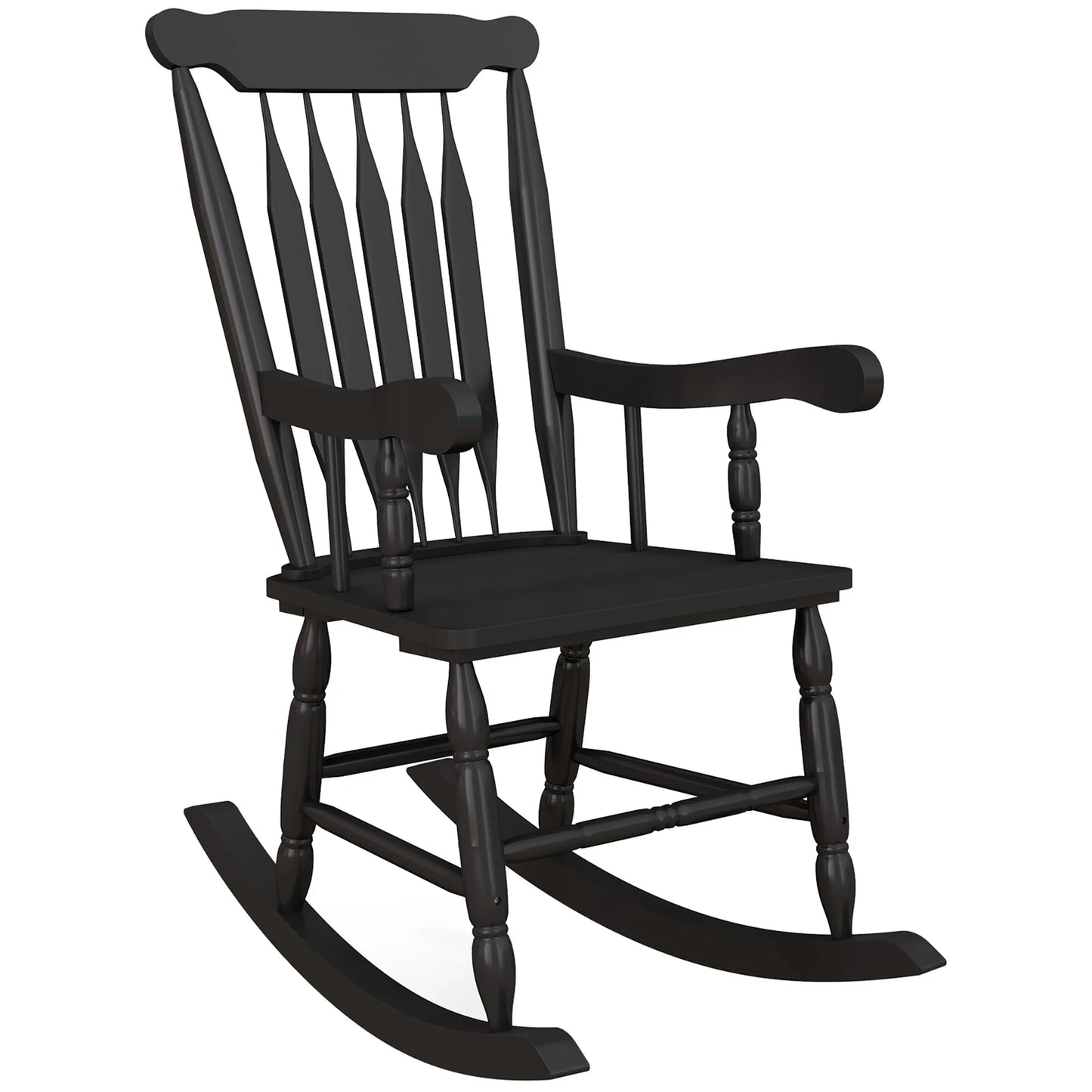 Outsunny Outdoor Wood Rocking Chair With High Back For Patio