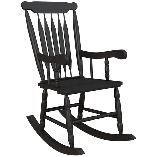 Outsunny Outdoor Wood Rocking Chair With High Back For Patio