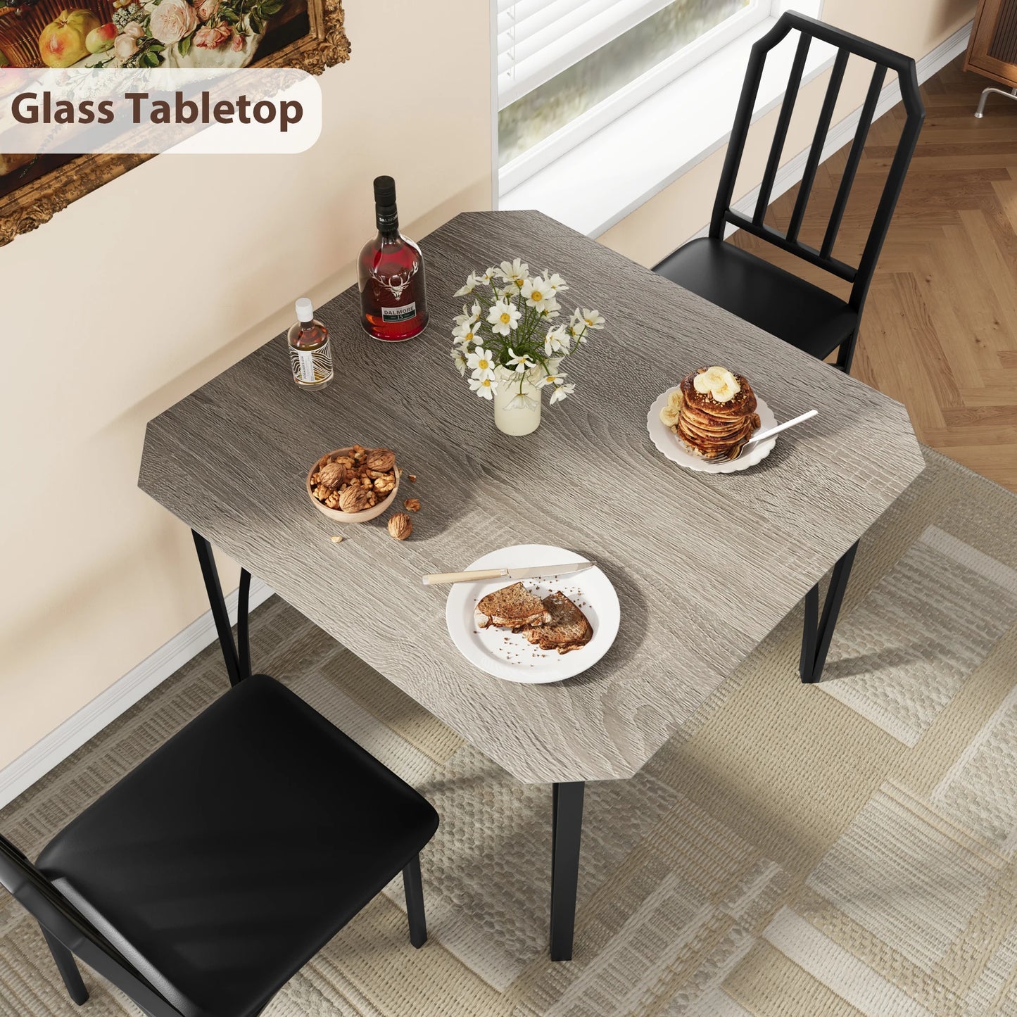 HiMISS Dining Table Set For 2 With Ultra PU Cushions