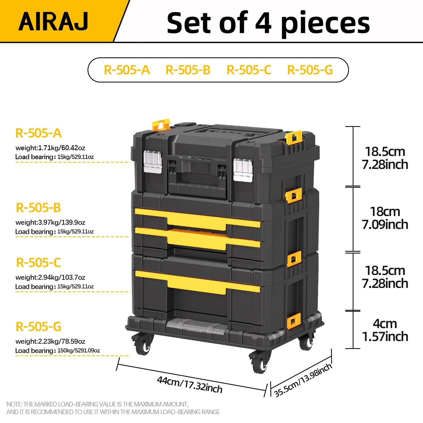 AIRAJ Stackable Tool Organizer Box With Drawer Storage