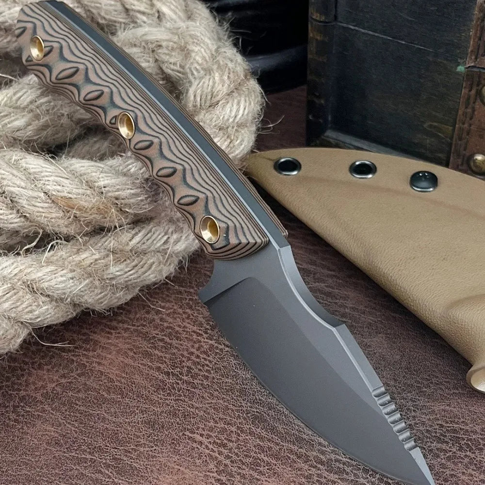 DIY Supplies Survival Fixed Blade Knife With G10 Handle Sheath