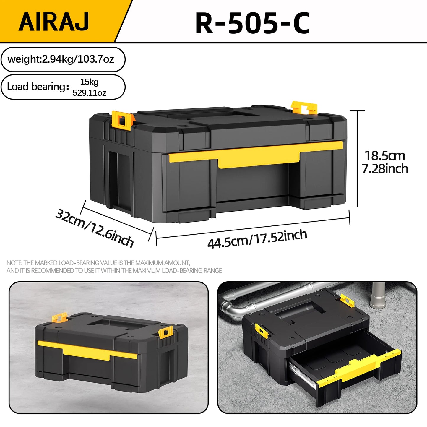 AIRAJ Stackable Tool Organizer Box With Drawer Storage