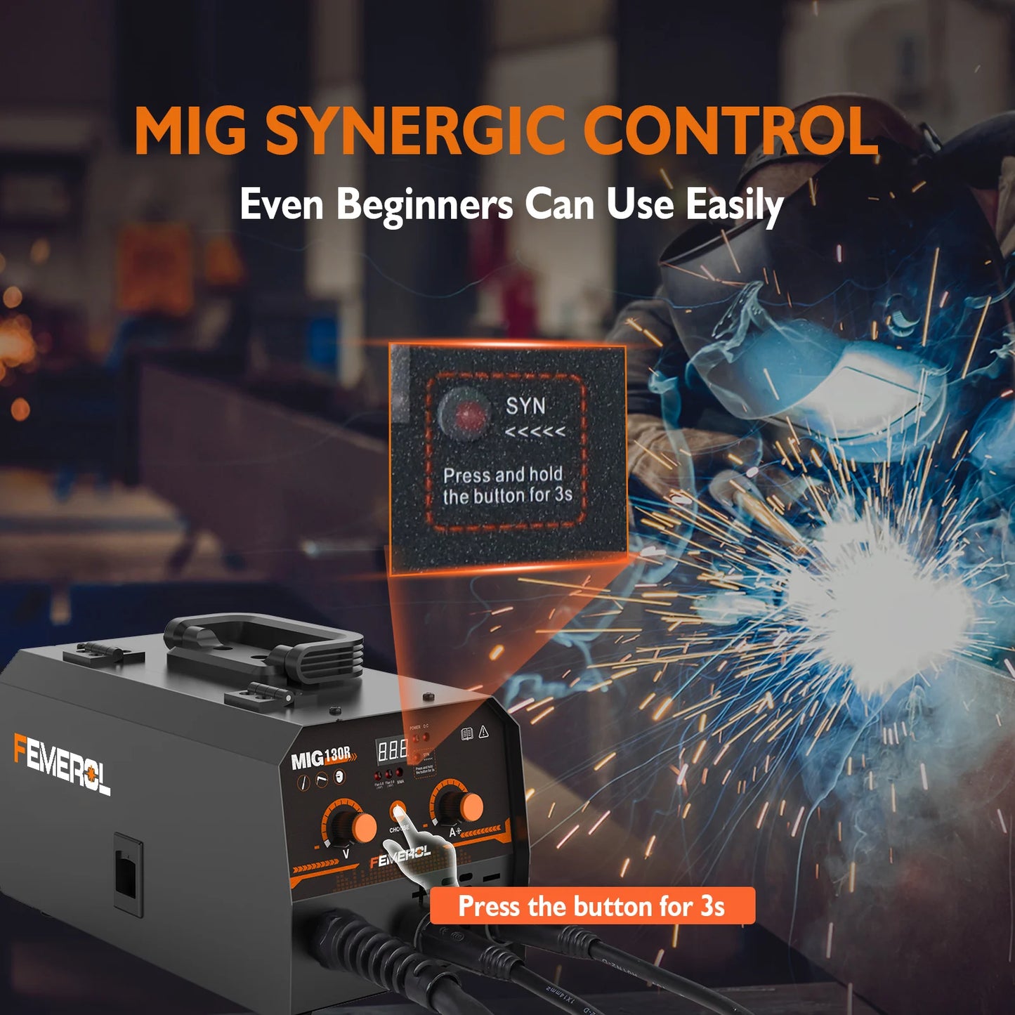 FEMEROL 2 In 1 MIG Welder 130A Portable Gasless Arc