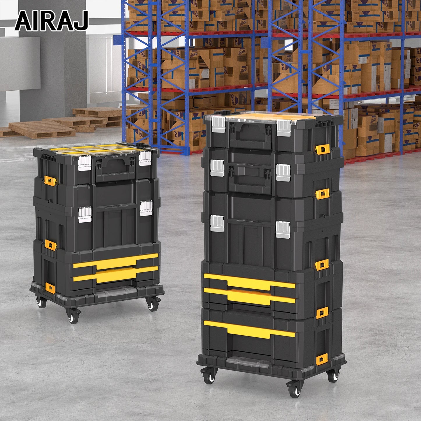 AIRAJ Stackable Tool Organizer Box With Drawer Storage
