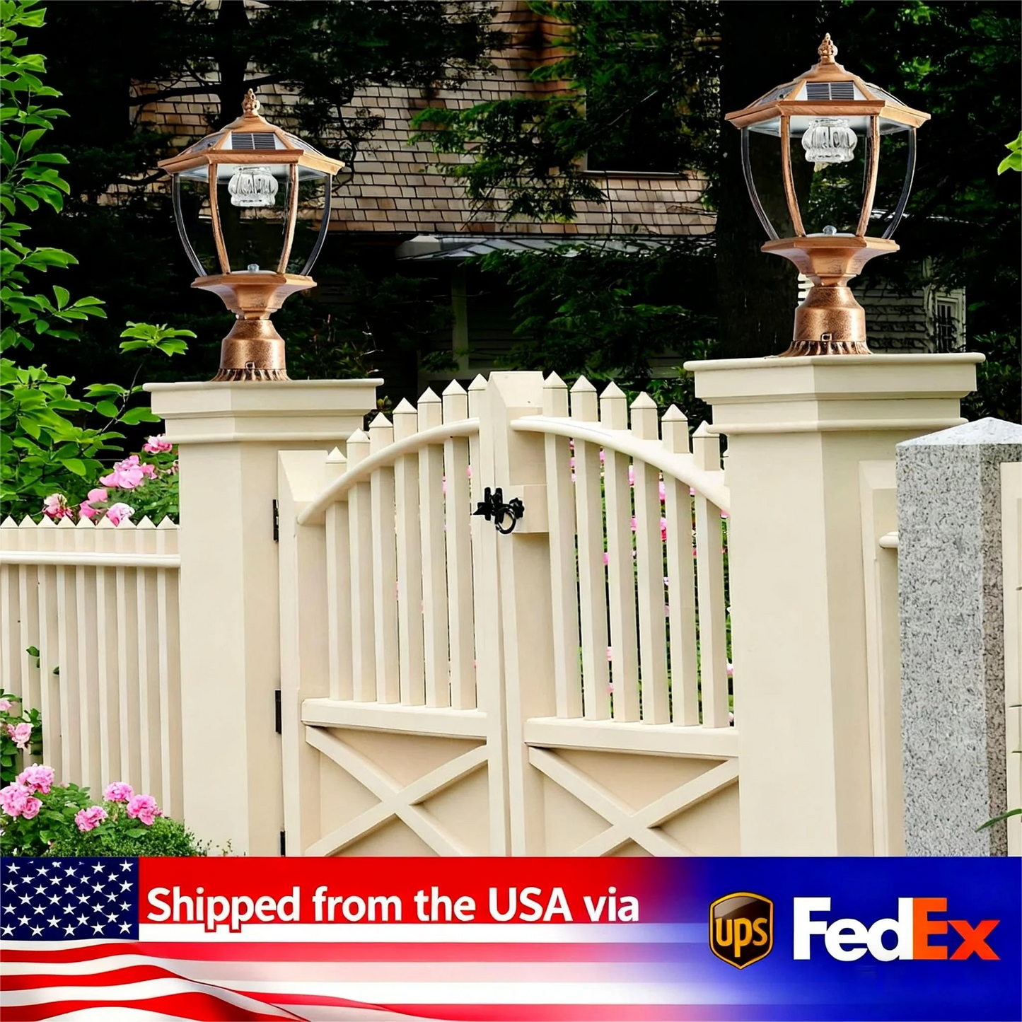 ARLGSITE Vintage Solar LED Post Light 2 Pack Outdoor Lamp