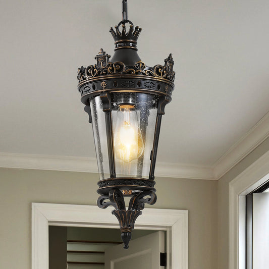 ARLGSITE Antique Crown Outdoor Hanging Lantern Waterproof Vintage Pendant Light