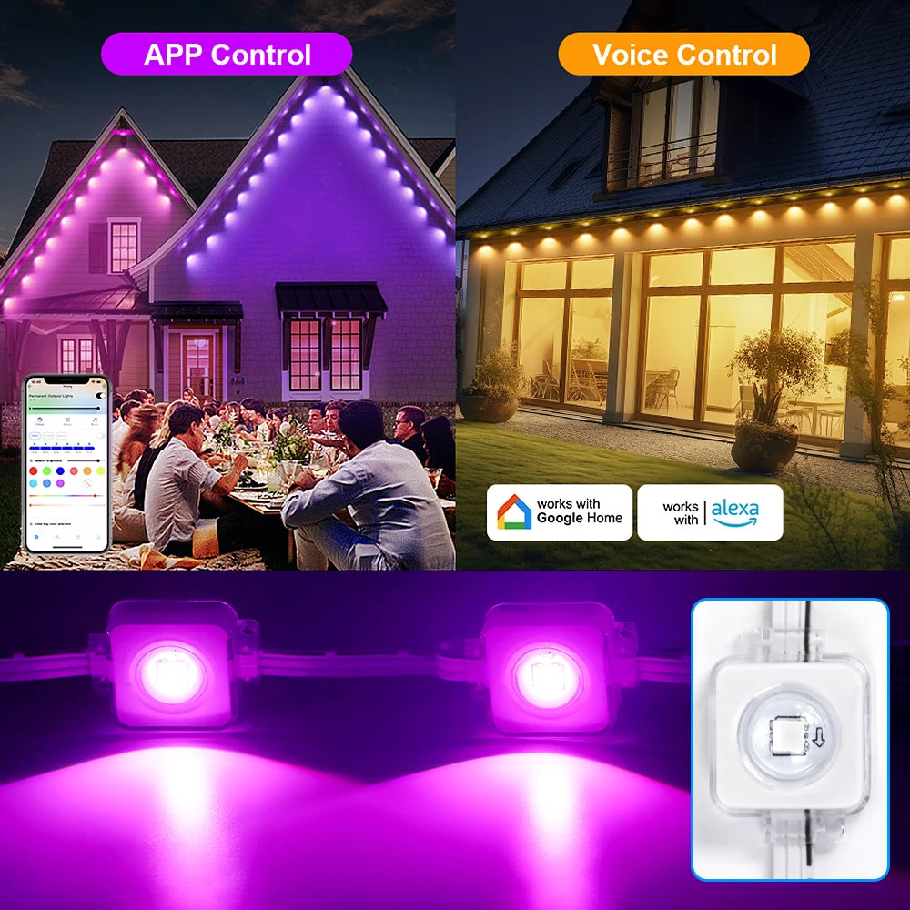 Aiopp Permanent Outdoor RGB Lights IP68 LED Eaves Festive