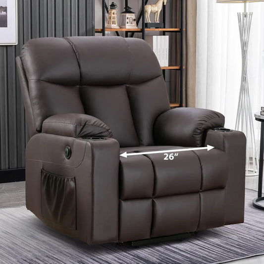 LZJV Oversized Power Lift Recliner Faux Leather Chair With Massage