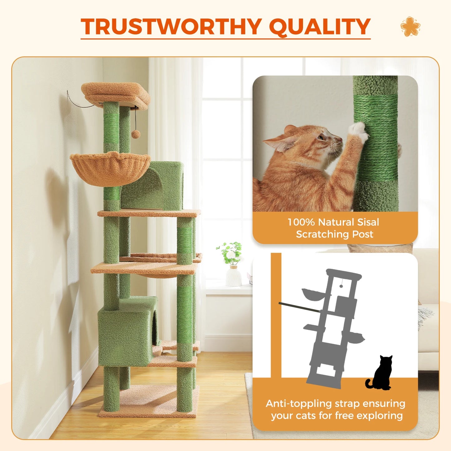 PAWZ Road Large Cat Tree For Indoor Cats Scratching Posts