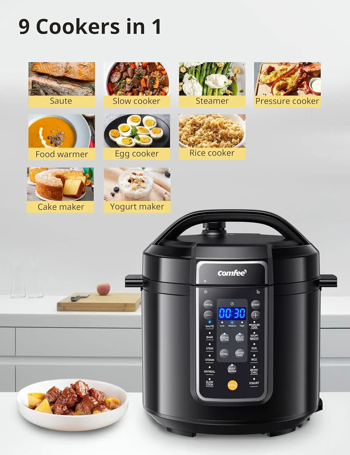 9 In 1 Electric Pressure Cooker With 14 Presets Multi Cooker