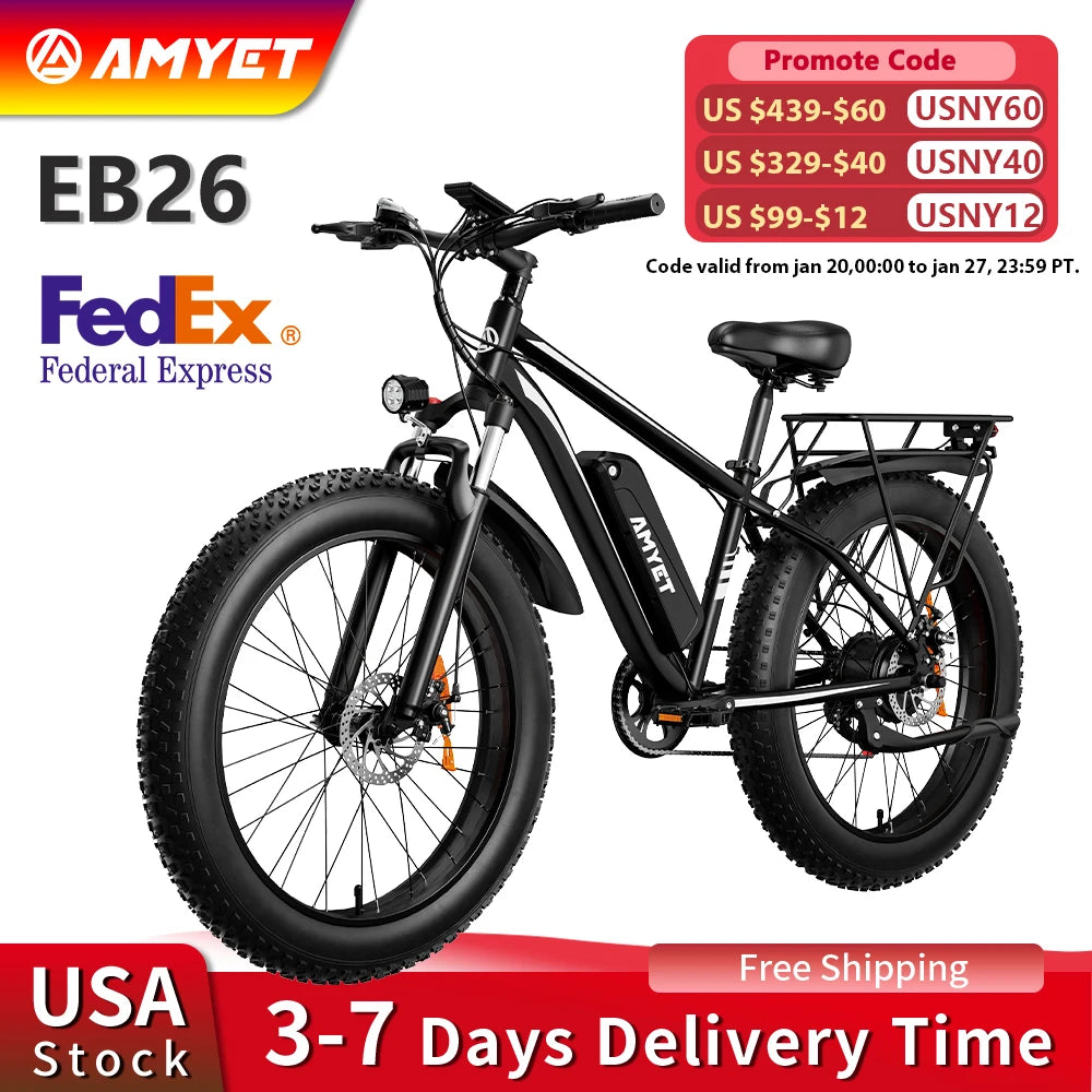 AMYET EB26 1000W Electric Mountain Bike for Adults Dual Shock