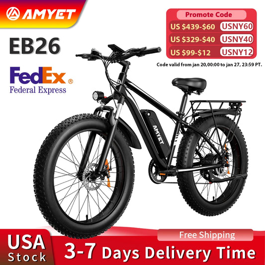 AMYET EB26 1000W Electric Mountain Bike for Adults Dual Shock