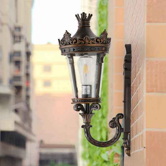 Vintage Outdoor Wall Lantern Exterior Sconce With Crown Top