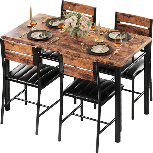 IRONCK Dining Table Set For 4 With Upholstered Chairs