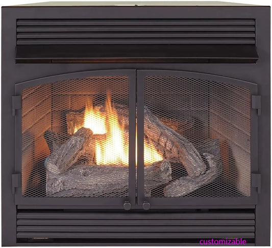 XMSJ Dual Fuel Ventless Gas Fireplace Insert Remote Control 6 Logs 32000 BTU