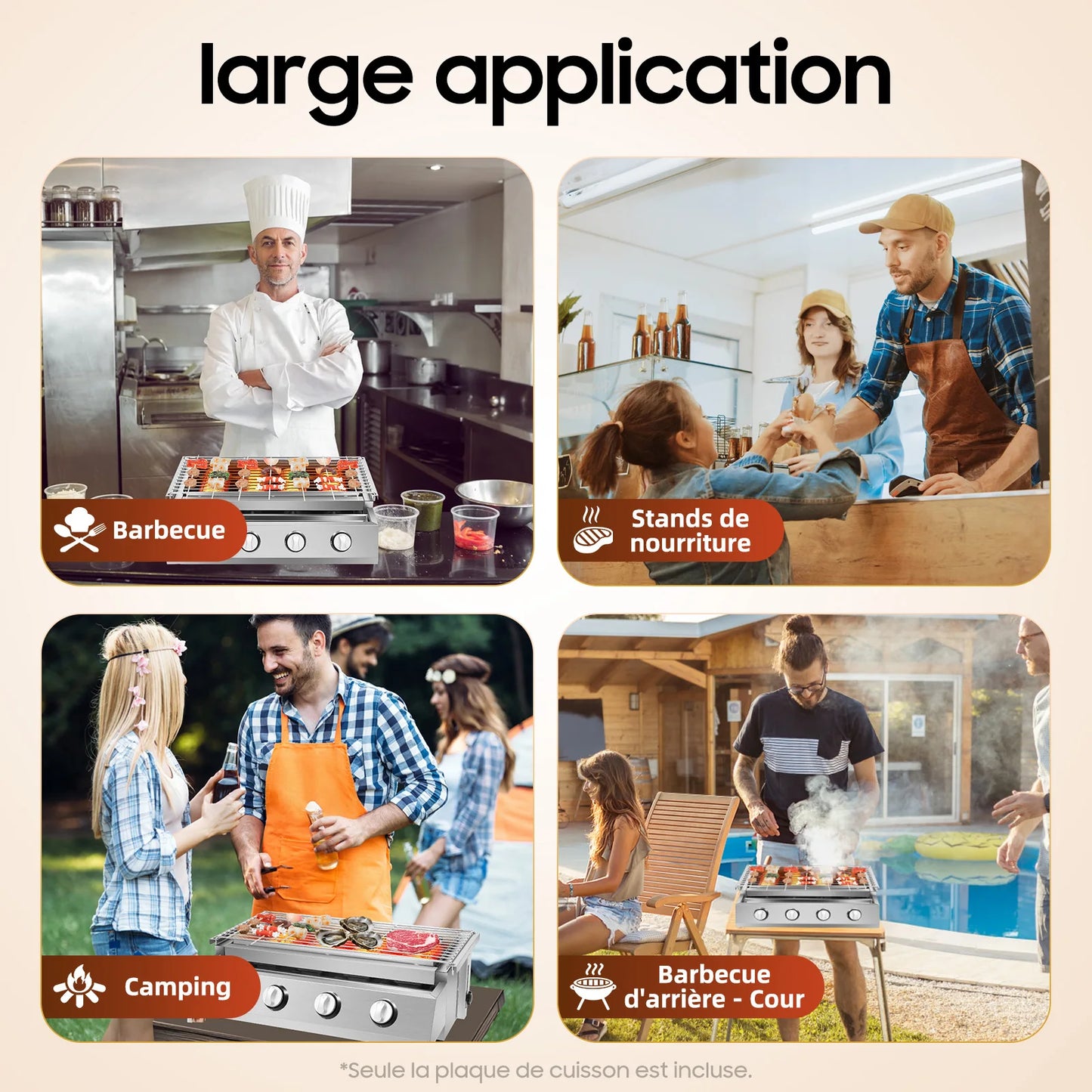 Grid 4 Burner Stainless Steel Portable Tabletop Gas Grill Smokeless