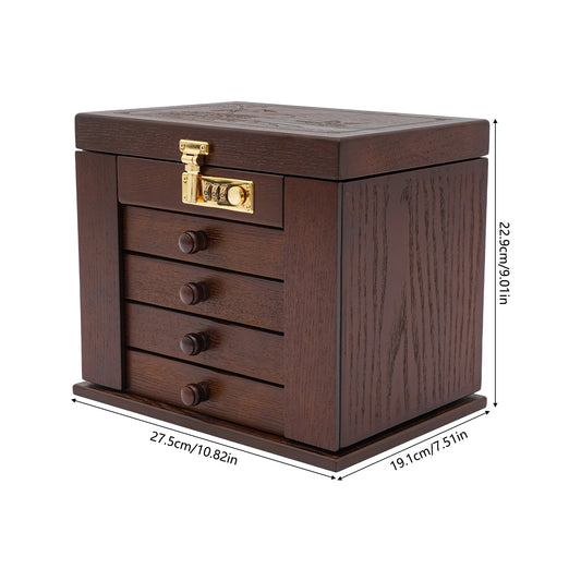 Sichuan 5 Tier Wooden Jewelry Storage Box With Lock