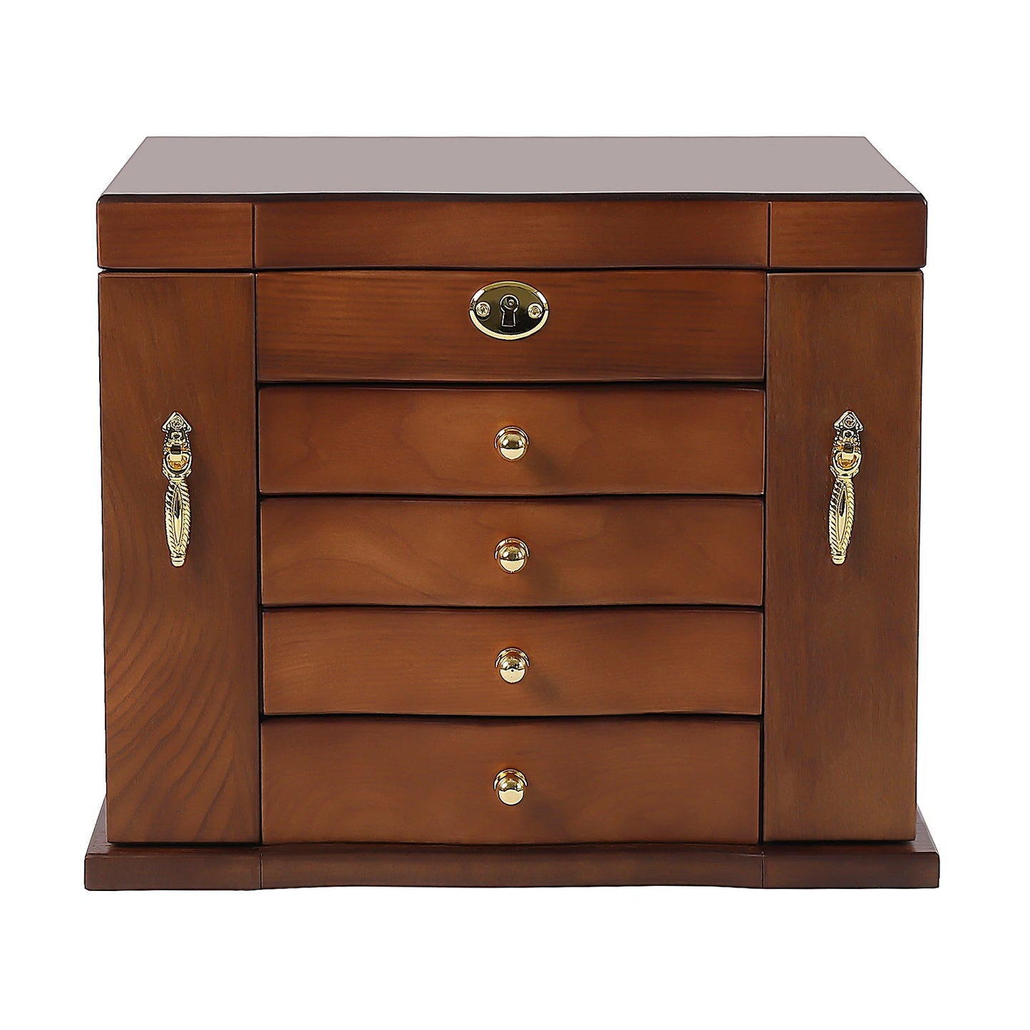 CN Zhejiang 5 Tier Retro Wooden Jewelry Box Mirror Lock