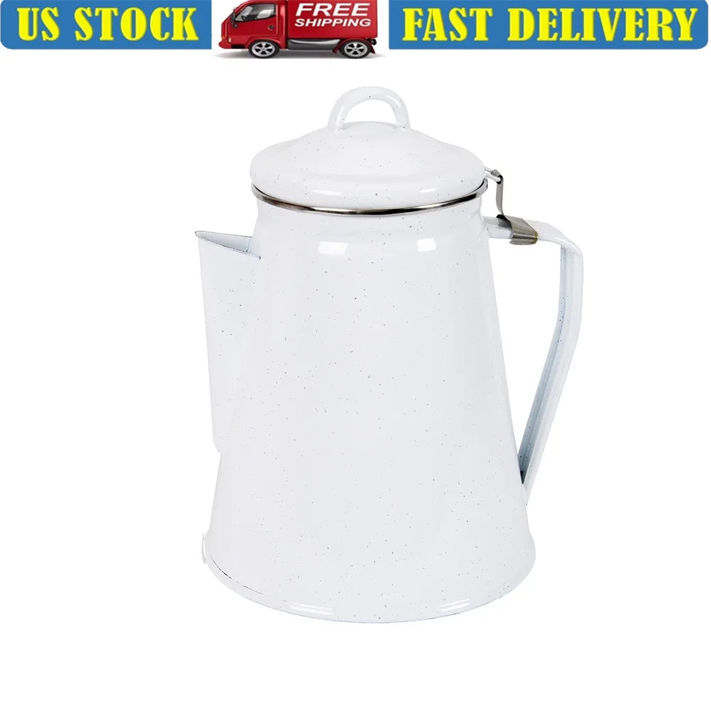 XMSJ Enamel Percolator Coffee Pot Outdoor Camping Dishwasher Safe