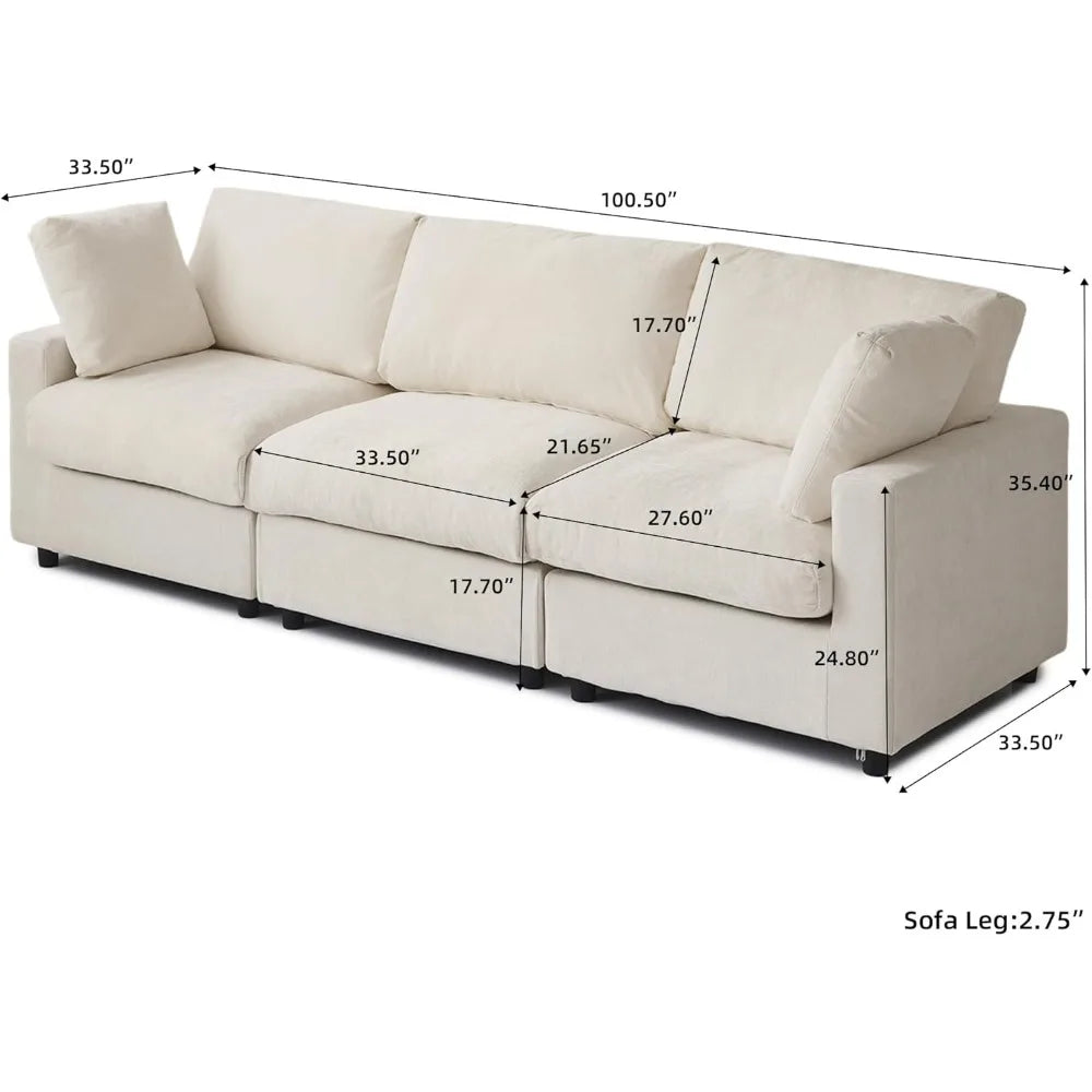 Cloud Sectional Sofa For Living Room Convertible 3 Seater