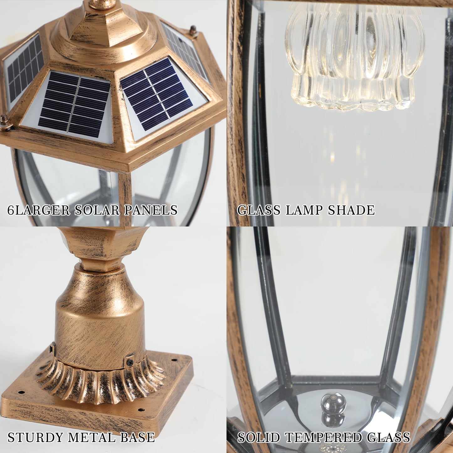 ARLGSITE Vintage Solar LED Post Light 2 Pack Outdoor Lamp