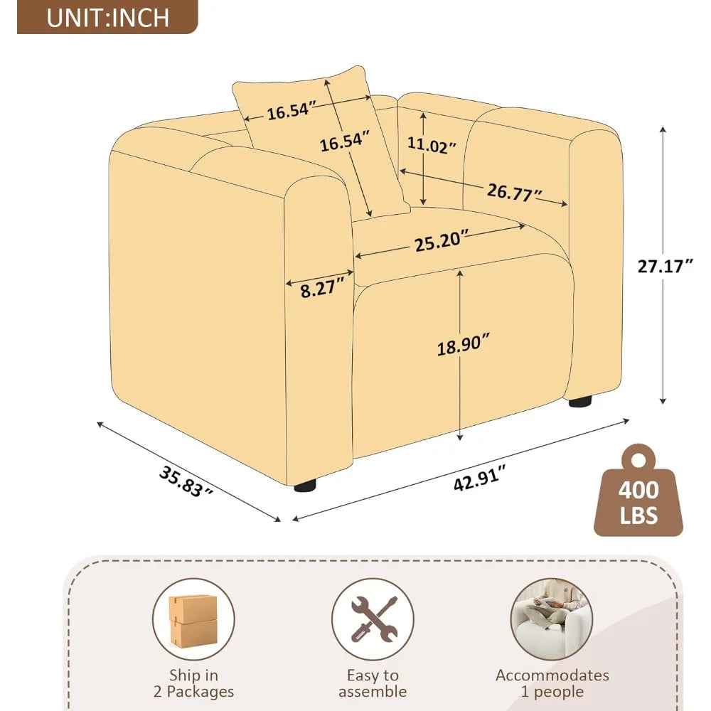 Modern Boucle Accent Chair With Plush Upholstered Pillow