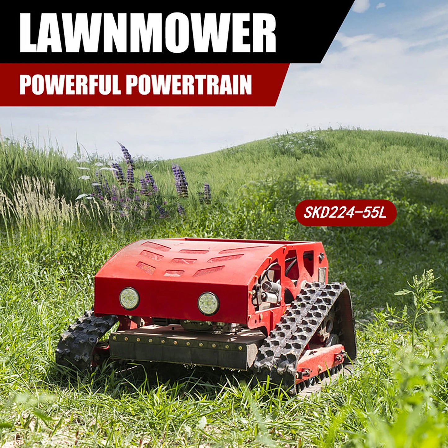 Remote Control Lawn Mower All Terrain Hybrid Oil Electric 45 Degree Climb