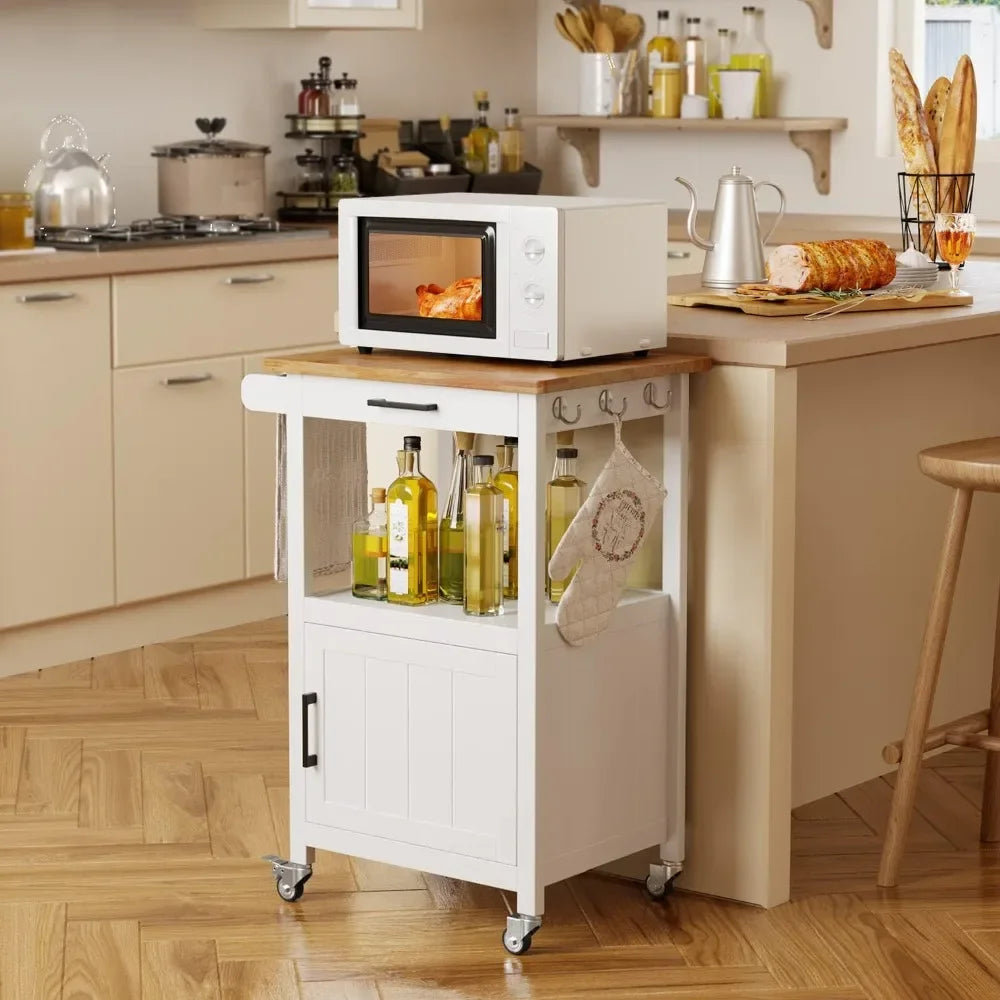 XMSJ Customizable Rolling Kitchen Island Cart With Drawer And Storage