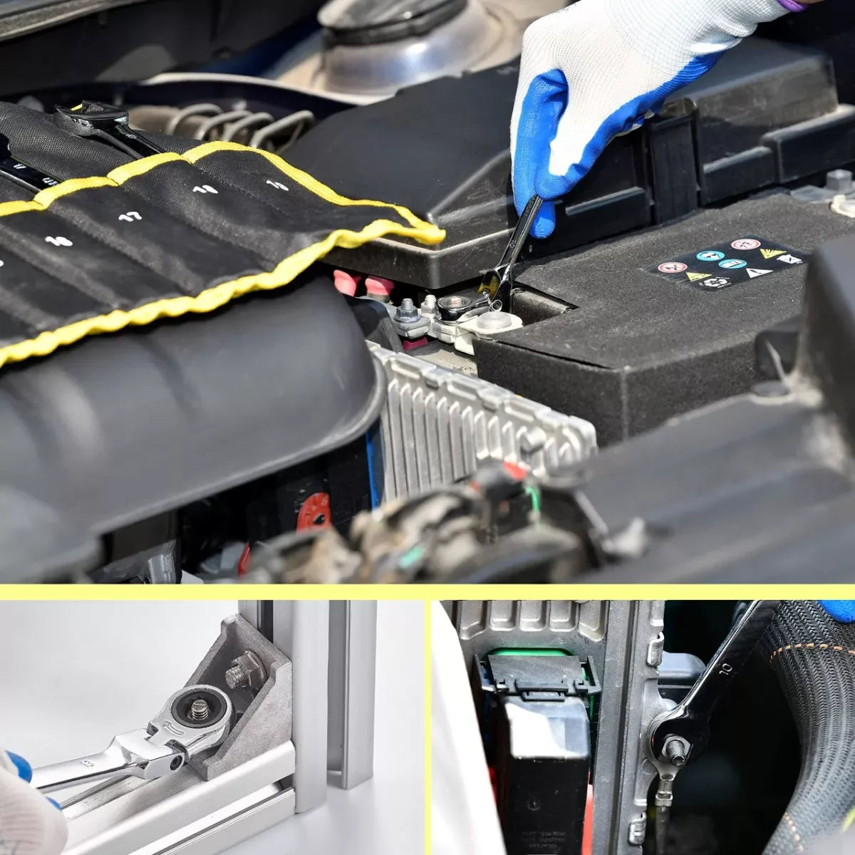 WOZOBUY Flex Head Ratchet Wrench Set Chromium Vanadium 72 Teeth